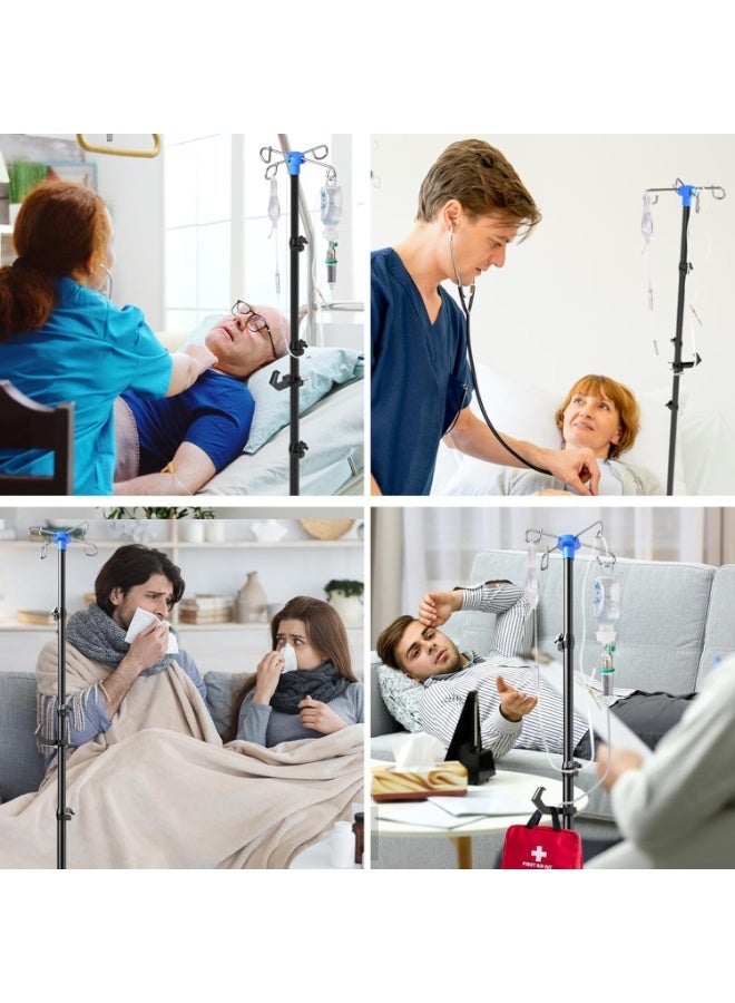 YOUWE7 حامل محاليل وريدية قابل للطي من YOUWE7 مزود بـ 4 خطافات، حامل ثلاثي القوائم محمول للسفر، قابل لتعديل الارتفاع، مناسب لعيادات التمريض للأطفال والرعاية المنزلية والسفر - Image 2