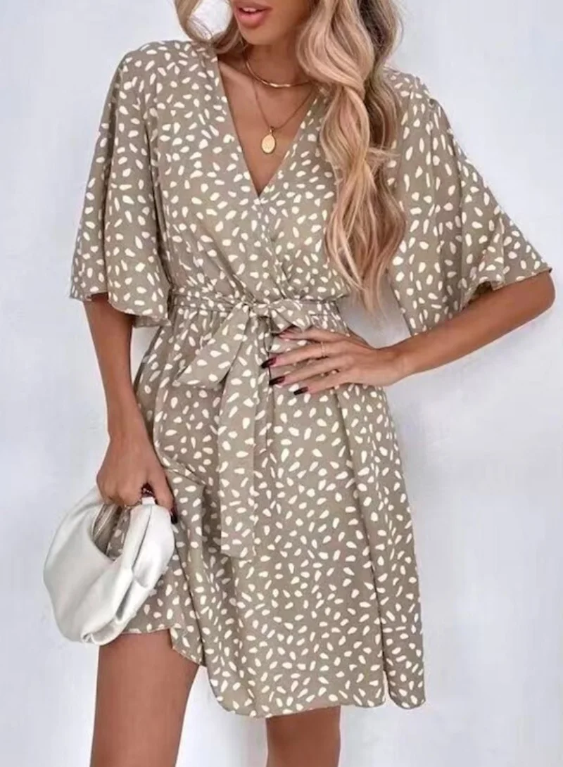 يونيكي Brown Animal Printed Fit  Flare Mini Dress