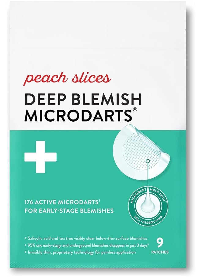 Peach Slices Microdart-Hydrocolloid Fast Acting Deep Blemish Acne Patches - Set Of 9  - Image 1