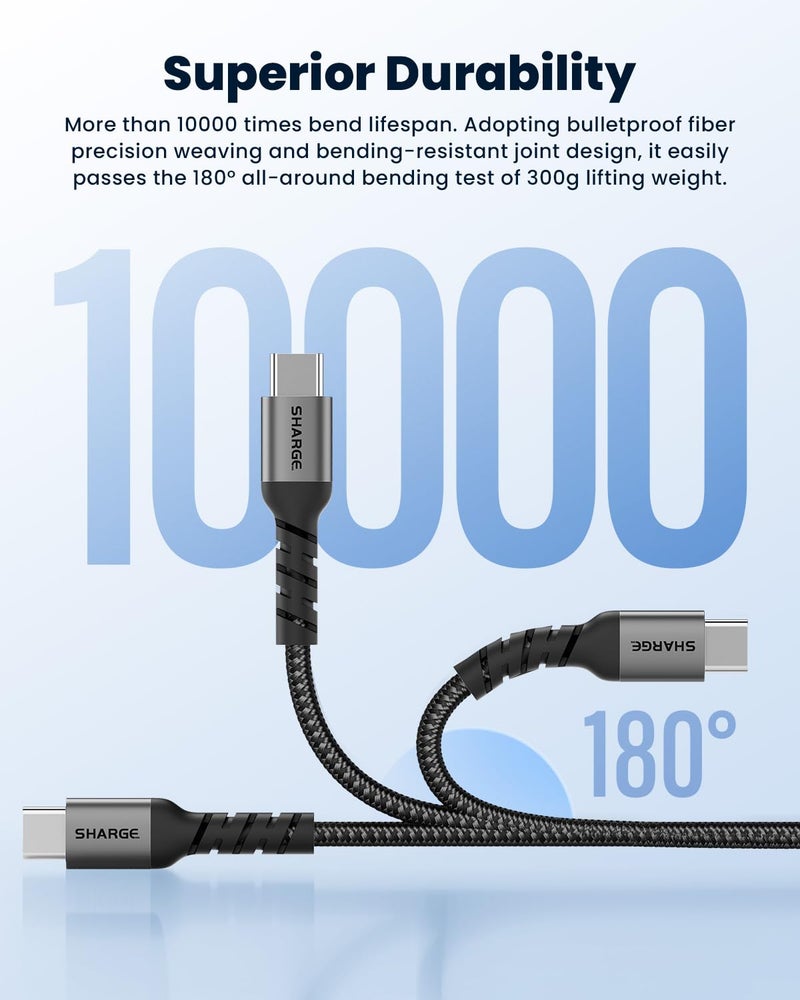شارج كابل شحن سريع من بقدرة 240 واط من نوع USB-C، طول 4.9 قدم مضفر، مع تقنية PD3.1، فائق المتانة لأجهزة الكمبيوتر المحمولة والهواتف الذكية والأجهزة اللوحية و Steam Deck و Switch والمزيد - Image 3