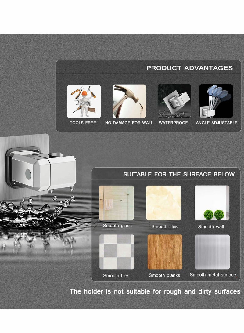SOLARAE Shower Head Holder, No Drilling 360° Adjustable Paste Wall Mount Bracket, Bathroom Accessories Handheld Rain Shower Stand - Image 5