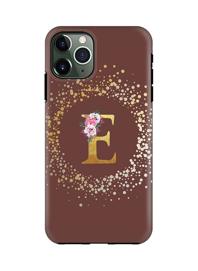 Stylizedd Monogram Tough Series for Apple iPhone 11 Pro Custom Initials Floral Pattern Tough Pro Dual Layer hybrid PC inner TPU protection Alphabet- E (Brown) - Image 1
