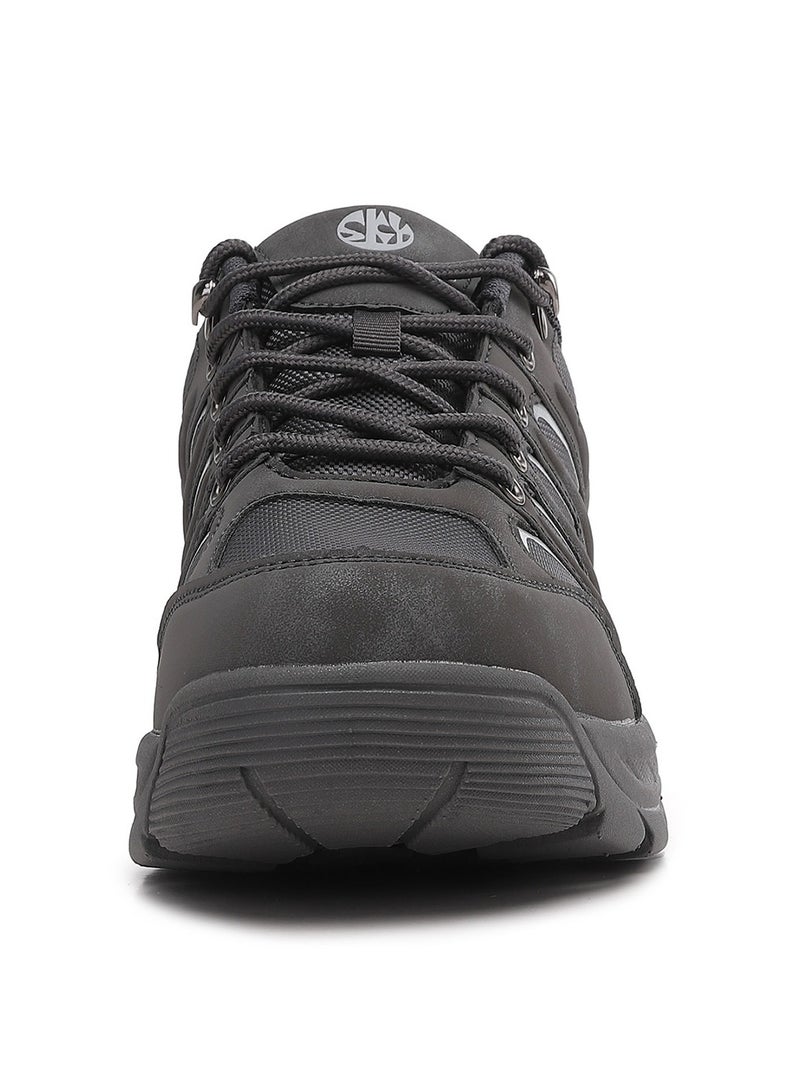 Sky View SKYVIEW Men's Waterproof Hiking Shoes Synthetic Leather Travel Shoes Comfortable Lightweight Anti Slip Low Tops Outdoor Walking Work Shoes Grey - Image 3