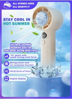Generic WORTHIT' Portable Turbo Fan - 101 Speeds, 3600mAh Rechargeable with Ice Cooler. Powerful Pocket Fan for Camping  Outdoor, for Both Women and Men.  - Image 1