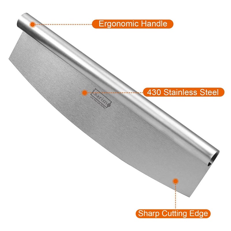 Lsarimo 14 inch Pizza Cutter Rocker Knife with Super Sharp Stainless Steel Blade Pizza Slicer Knife Pizza Making Tools Oven Accessories Dishwasher Safe Silver - Image 4