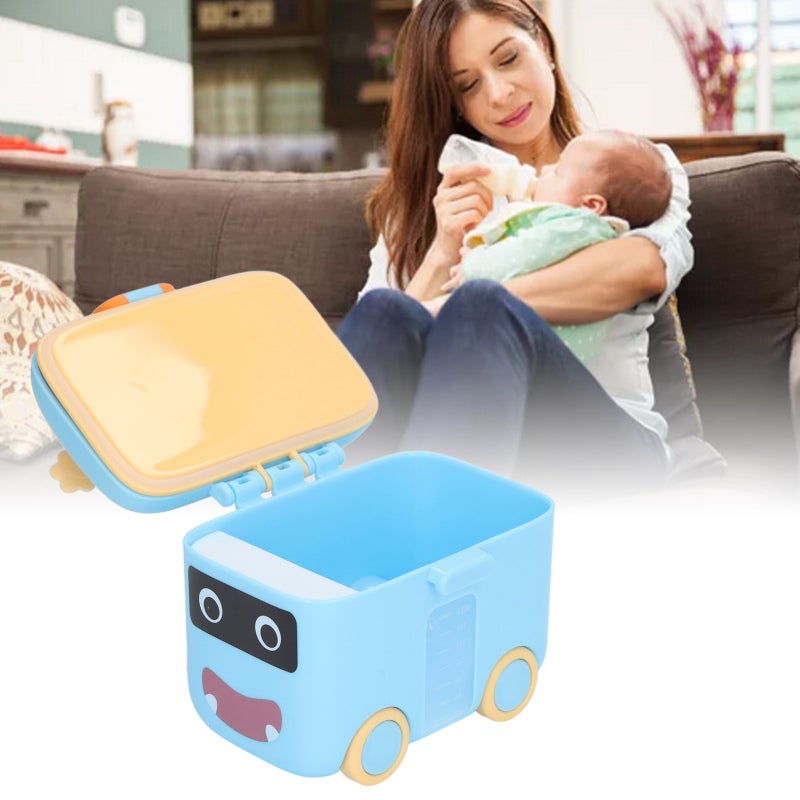 Baby Travel Milk Powder Box Blue Premium PP Material Strengthen Sealing - Large Capacity Multifunction Milk Powder Dispenser for Outdoor Travel Baby Feeding - Image 1