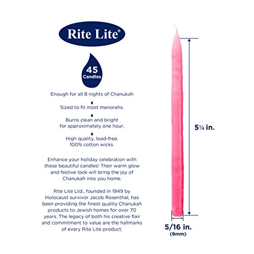 Rite Lite Chanukah for a Cause Pink Hanukkah Candles for Sharsheret - Bulk Pack of 45 - Decorative & Fits Most Menorahs Dripless Jewish Holiday Party Favors Accessories Decorations. - Image 4