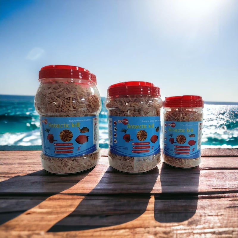 toyuto Premium Freeze-Dried Krill & Shrimp Mix - Ideal for Arowana, Koi, Tropical Cichlids, and Turtles - High-Protein Floating Aquarium Food (3000ml) - Image 2