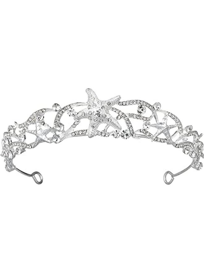 Beaupretty - Mermaid Crown Wedding Starfish Headpiece Seashell Headband Rhinestone Tiara Costume Hair Accessories For Women - Image 1
