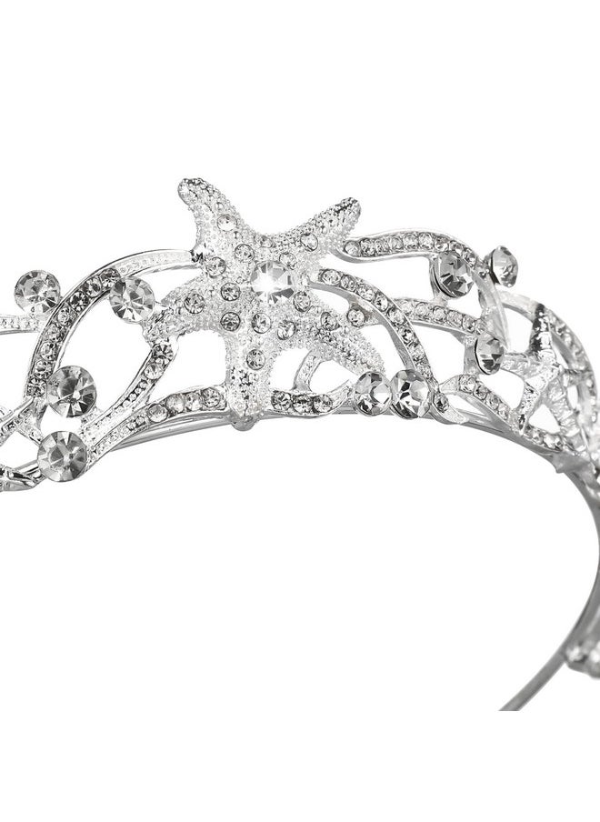 Beaupretty - Mermaid Crown Wedding Starfish Headpiece Seashell Headband Rhinestone Tiara Costume Hair Accessories For Women - Image 1