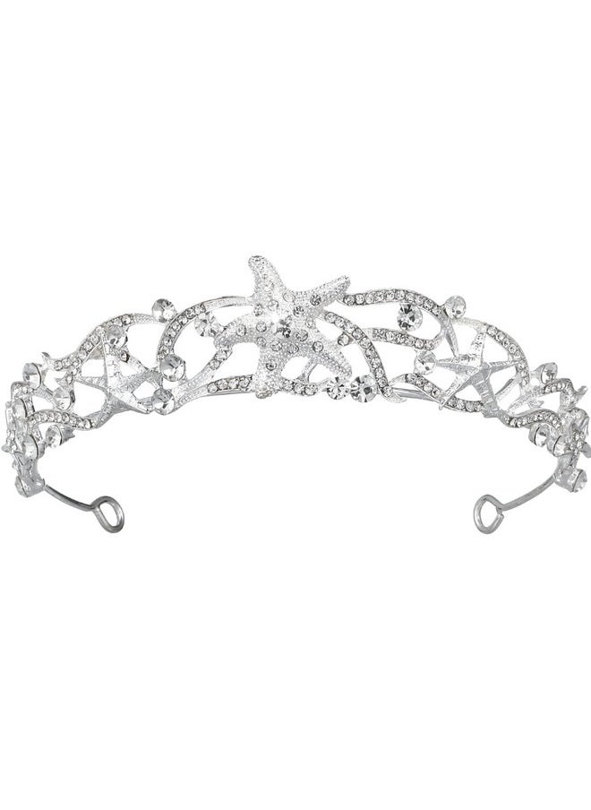 Beaupretty - Mermaid Crown Wedding Starfish Headpiece Seashell Headband Rhinestone Tiara Costume Hair Accessories For Women - Image 1