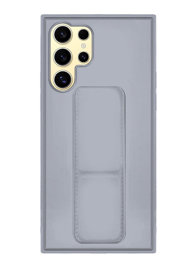 CATANES Samsung Galaxy S24 Ultra Case Magnetic Stand and Holder Premium Silicone Vertical and Horizontal Hand Strap Grip Multi Stand Car Mount Kickstand Case Finger Strap Cover Grey  - Image 1