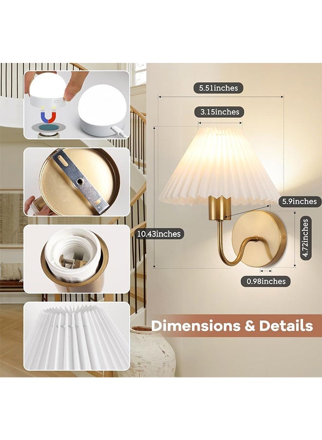 Versatile Wireless Wall Sconces 2Pcs with Fabric Lampshade RGB Lighting, Adjustable Brightness & Easy Installation - Image 5