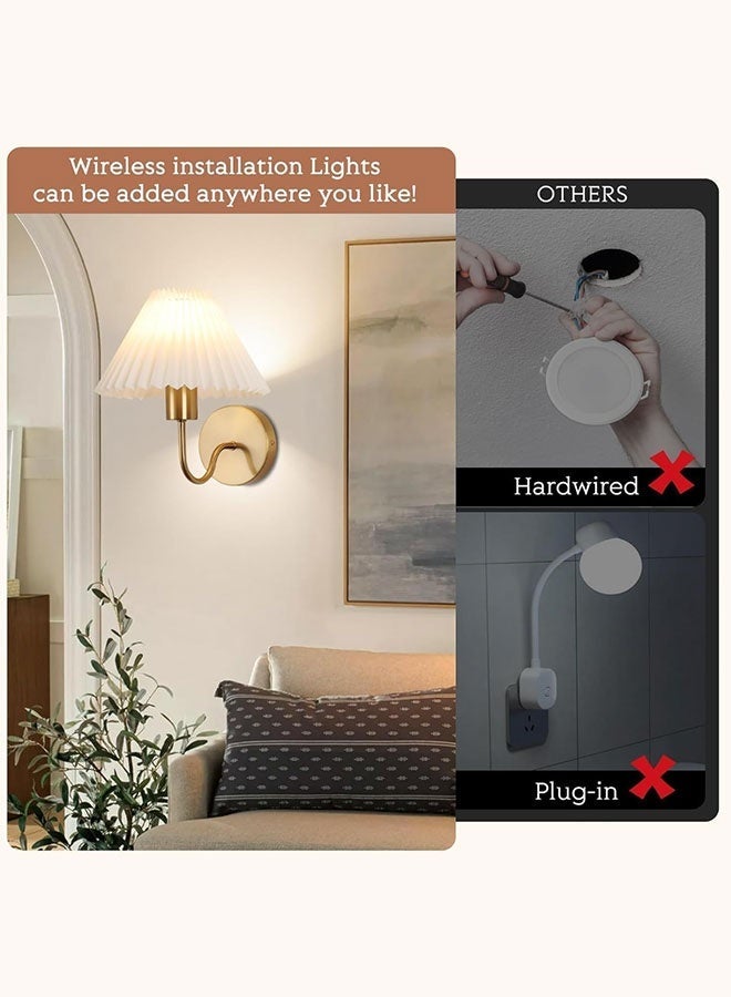 Versatile Wireless Wall Sconces 2Pcs with Fabric Lampshade RGB Lighting, Adjustable Brightness & Easy Installation - Image 5