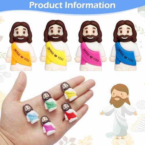 ajabavbd 200PCS Little Jesus Figures 10 Color Tiny Jesus Figurines in Bulk Mini Jesus Figure to Hide and Seek Religious Gifts for Easter Egg Stuffers Fillers Gifts Christian Gifts for Women Mom 200PCS - Image 3