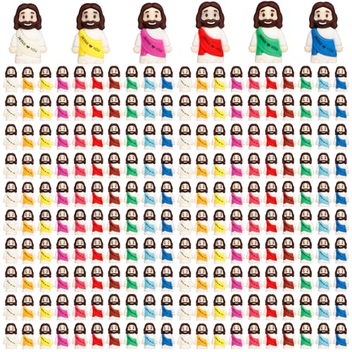 ajabavbd 200PCS Little Jesus Figures 10 Color Tiny Jesus Figurines in Bulk Mini Jesus Figure to Hide and Seek Religious Gifts for Easter Egg Stuffers Fillers Gifts Christian Gifts for Women Mom 200PCS - Image 1