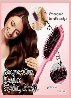 ZUKIMM 2024 New Curly Hair Brush, Bounce Curl Define Styling Brush, Wet Dry Detangler Hair Brush,The Essential Tool For Shaping And Styling Your Curls, Achieve Perfectly Defined Curls (Pink)  - Image 2