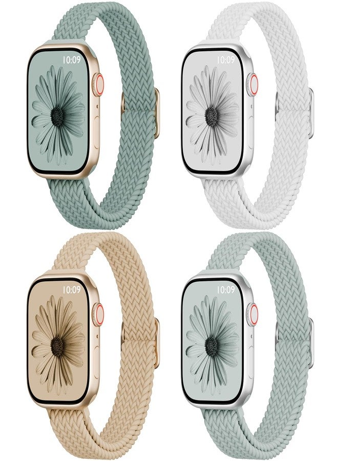 4 قطع من حزام ساعة Apple Watch 38 مم 42 مم 40 مم 44 مم 41 مم 45 مم 46 مم 49 مم للنساء والرجال، حزام رفيع من النايلون بحلقة فردية لسلسلة iWatch 11 10 9 8 7 SE 6 5 4 3 Ultra - Image 1