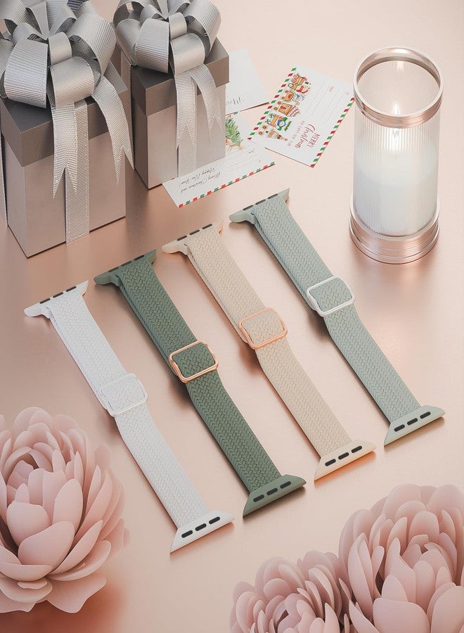 4 قطع من حزام ساعة Apple Watch 38 مم 42 مم 40 مم 44 مم 41 مم 45 مم 46 مم 49 مم للنساء والرجال، حزام رفيع من النايلون بحلقة فردية لسلسلة iWatch 11 10 9 8 7 SE 6 5 4 3 Ultra - Image 2