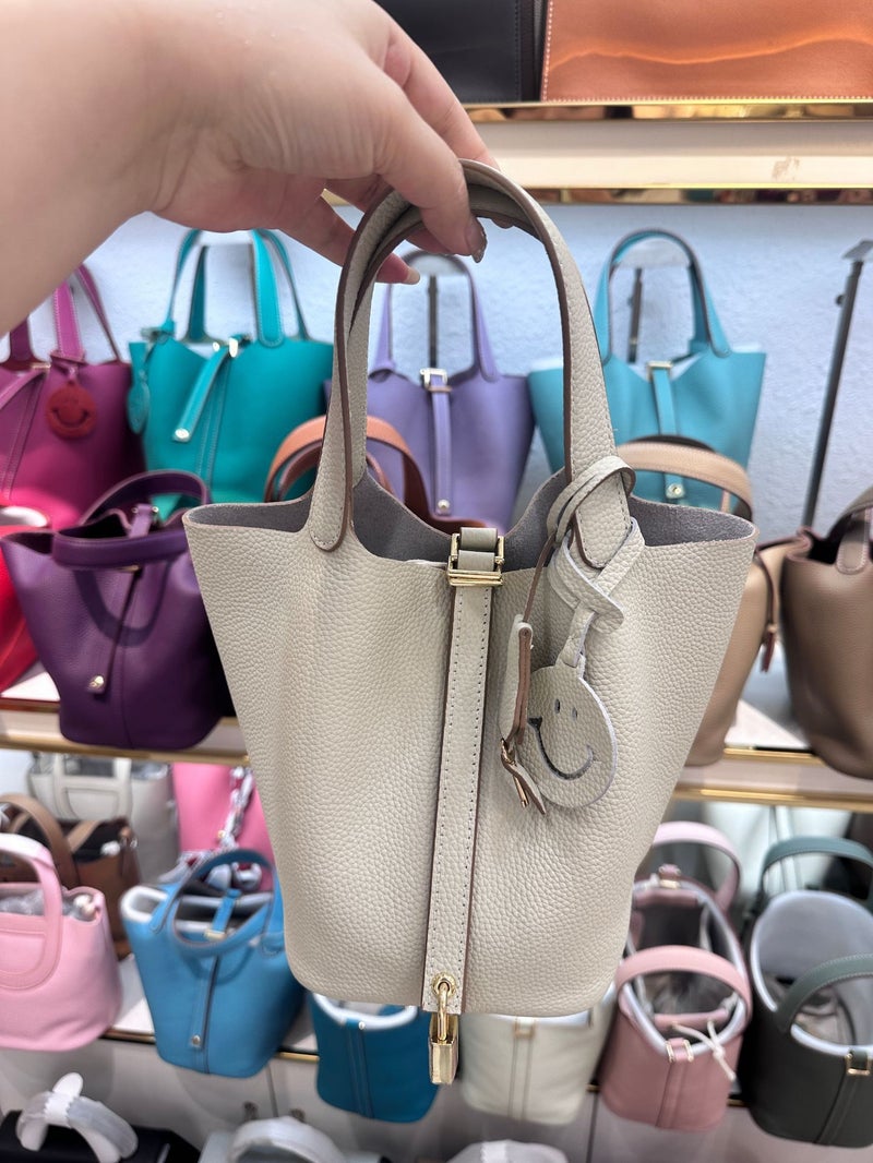 Bag Bucket Bag Food Basket Women'S Bag Genuine Leather Handbag Mummy Bag Bridal Wedding Bag High-End Sense - Image 1