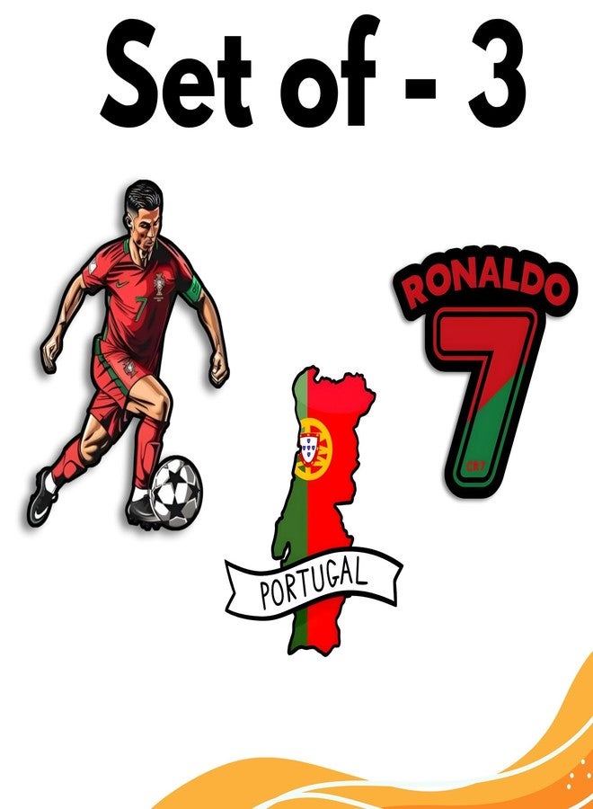 MAGIOO Cristiano Ronaldo Fridge Magnet Set of 3 - 3x3 Inch Premium MDF Magnets for Fridge, Locker & Office - Glossy Finish, Strong Back Magnet, Sports Fan Gift - Image 3