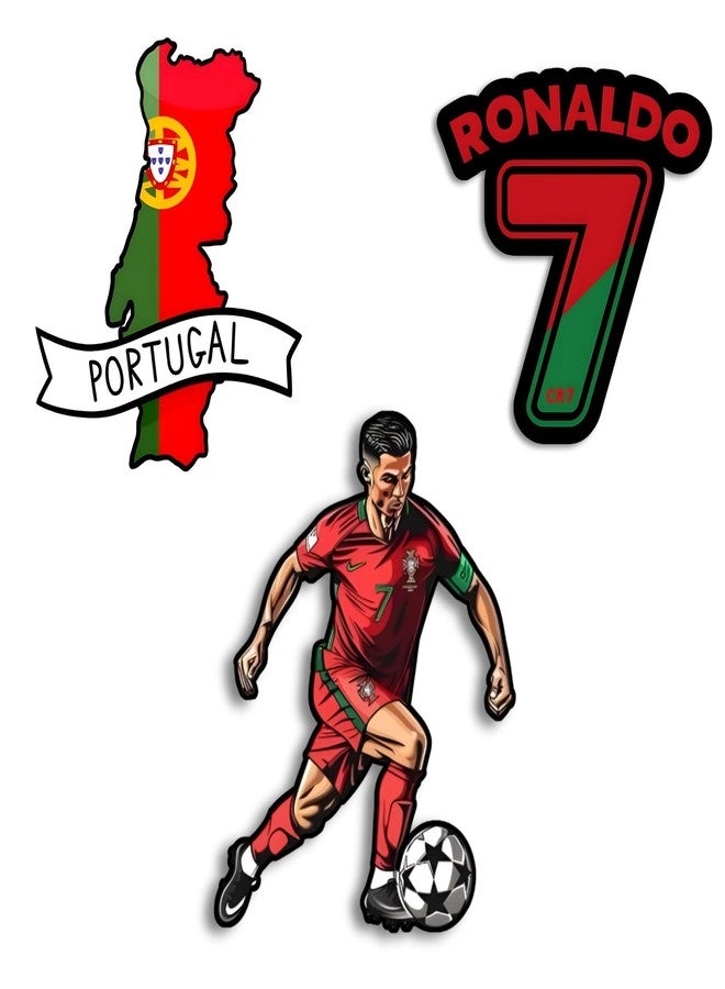 MAGIOO Cristiano Ronaldo Fridge Magnet Set of 3 - 3x3 Inch Premium MDF Magnets for Fridge, Locker & Office - Glossy Finish, Strong Back Magnet, Sports Fan Gift - Image 1