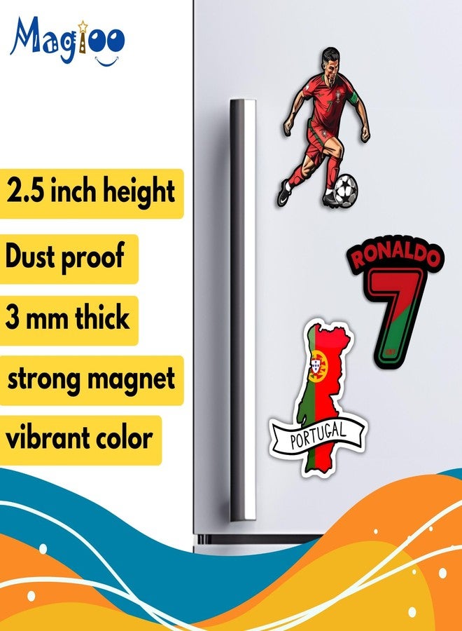 MAGIOO Cristiano Ronaldo Fridge Magnet Set of 3 - 3x3 Inch Premium MDF Magnets for Fridge, Locker & Office - Glossy Finish, Strong Back Magnet, Sports Fan Gift - Image 4