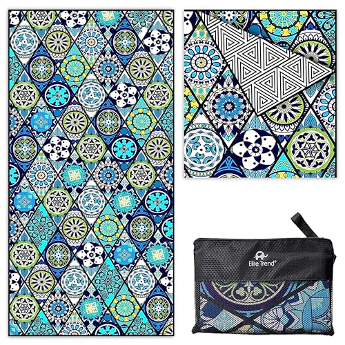 Elite Trend Quick Dry Towel Extra Large 78x35 Inch - Microfiber Beach Towel - Perfect for Beach, Travel, Swimming, Pool, Yoga, Hiking, Camping - Lightweight, Fast Drying, Compact for Adults (Artsy) - Image 1
