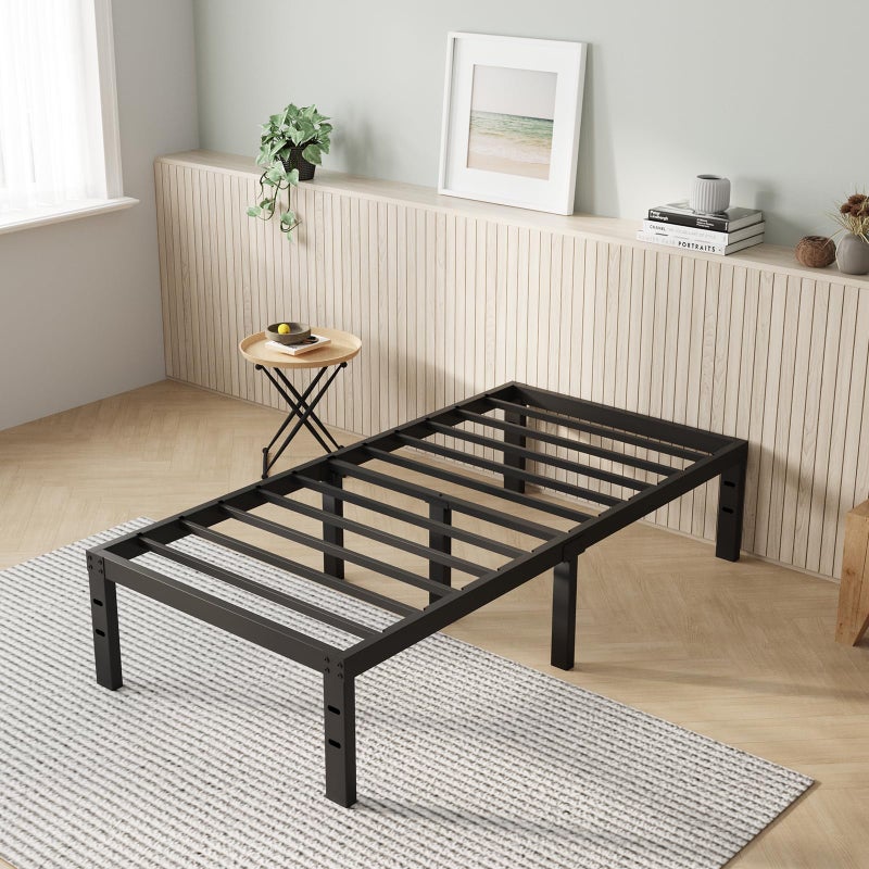 Novilla Bed Frame Twin 12 Inch Simplicity Metal Platform Twin Size Bed Frame with Underbed Storage No Box Spring Needed Heavy Duty Steel Slat Support for Bedroom Guest Room Noiseless