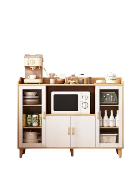 Coffee Corner Cabinet for Living Room or Office with Doors, Drawers and Microwave Holder, Large Surface for Coffee Machine, Cups, Antiques and Plants, Entryway Side Cabinet