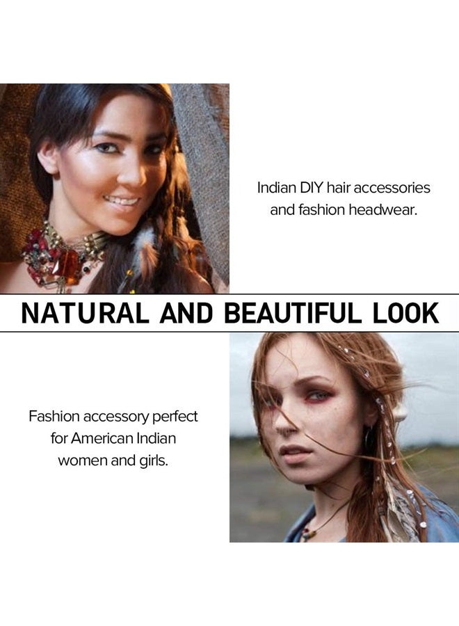 Aosome Feather Hair Clip Extensions Handmade Feather Extension Tribal Feather Braided Beads Headdress 6 PCS