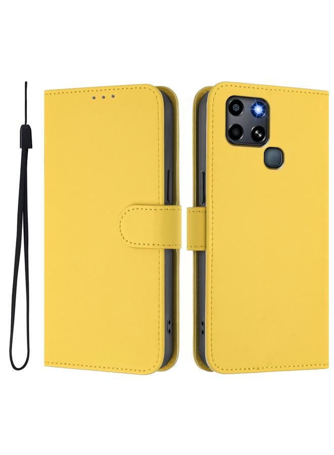 Zaboon Case For Infinix Smart 6 / 6 Plus Skin Feel Solid Color Leather Phone Case with Lanyard - Image 2