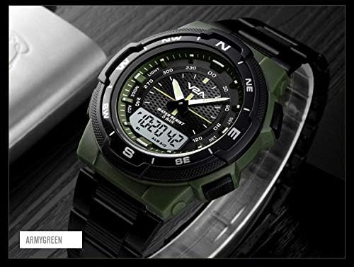 V2A Analogue - Digital Men's Silver Dial and Band Stainless Steel Watch (Black Dial) - Image 4