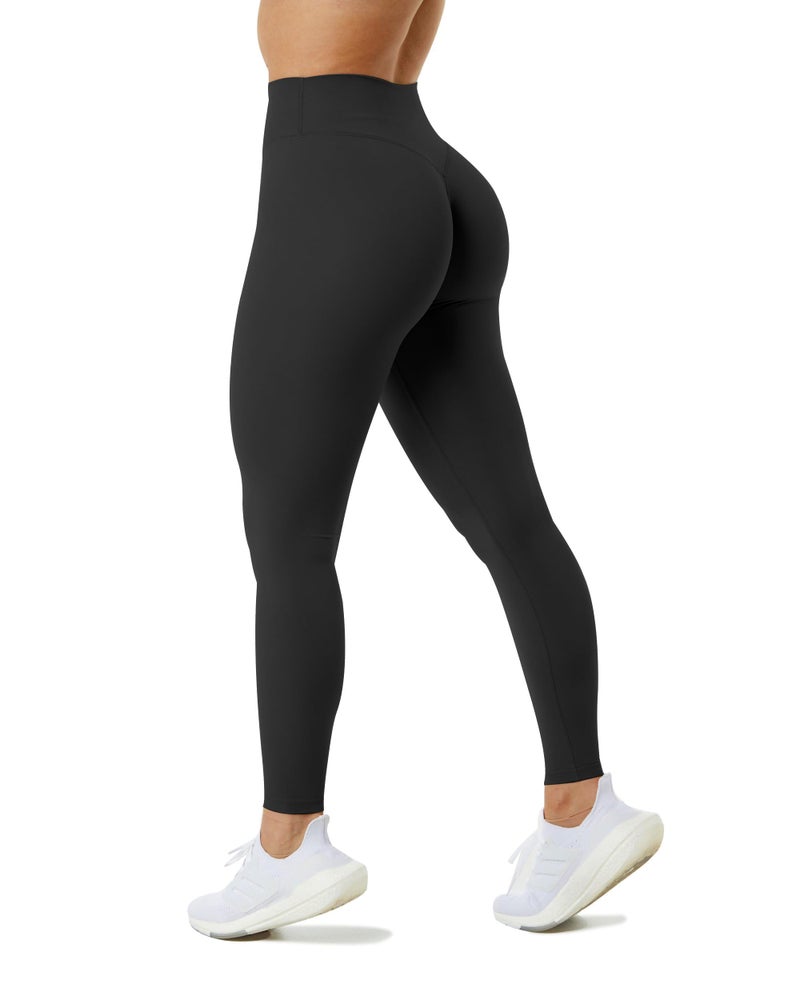 Unthewe Naked-Feel No Front Seam Leggings for Women - High Waisted Buttery Soft Workout Yoga Pants 25"(U810-Black-L) - Image 1