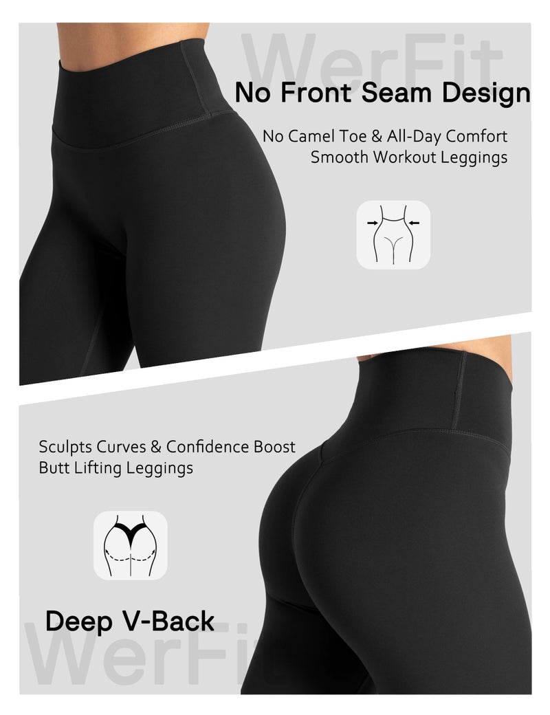 Unthewe Naked-Feel No Front Seam Leggings for Women - High Waisted Buttery Soft Workout Yoga Pants 25"(U810-Black-L) - Image 5