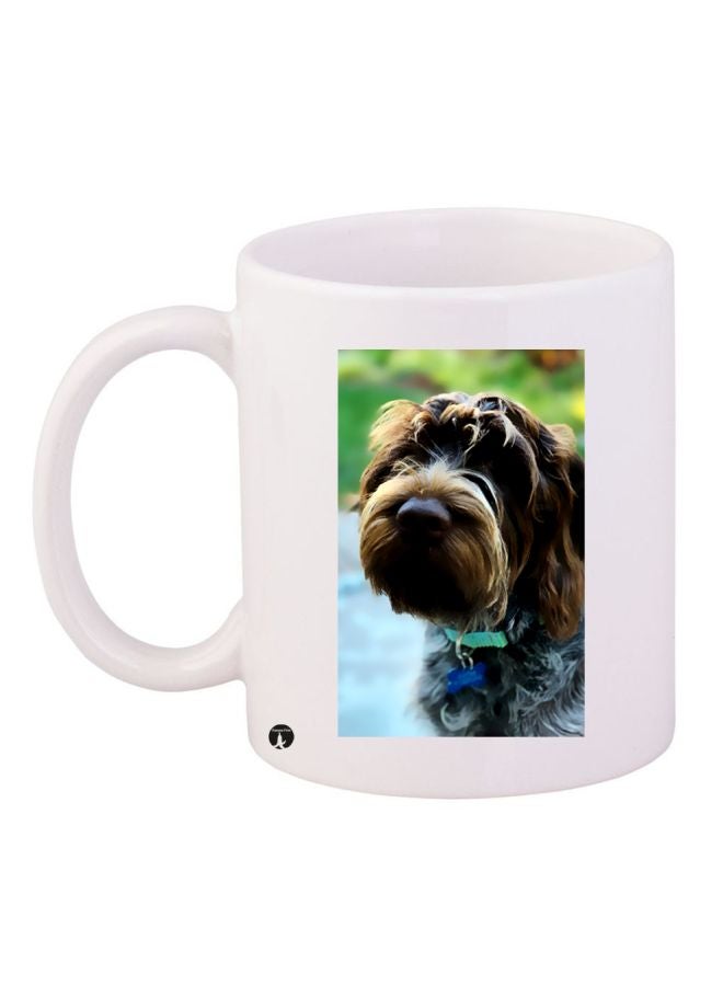 RYN Dog Printed Coffee Mug White/Brown/Blue 11ounce