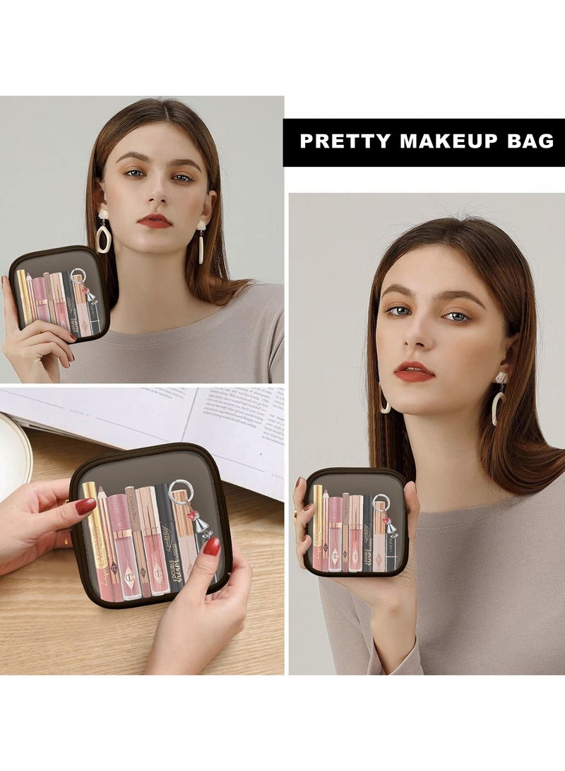 Mini Clear Cosmetic Travel Bag, Cute Nylon TPU Waterproof Toiletry Bag with Zipper - Image 4