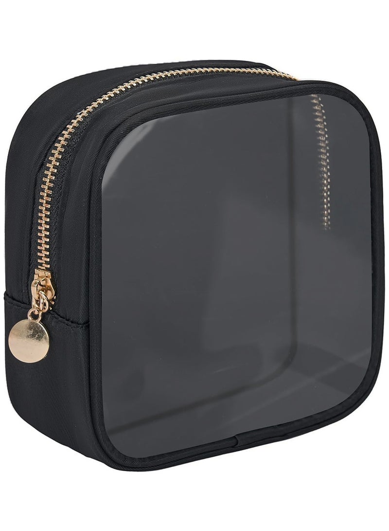 Mini Clear Cosmetic Travel Bag, Cute Nylon TPU Waterproof Toiletry Bag with Zipper - Image 1