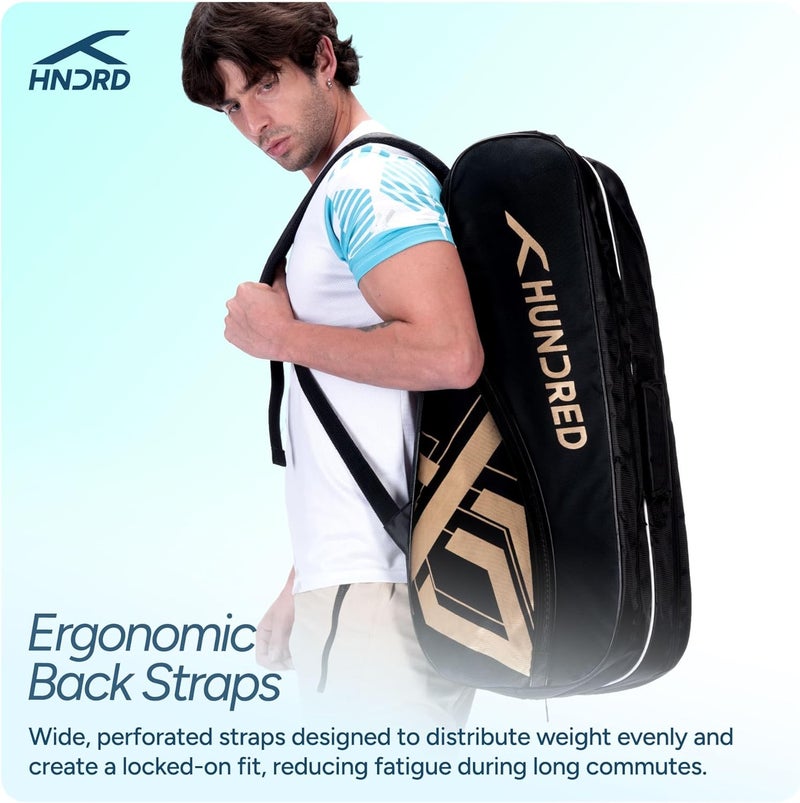 HUNDRED حقيبة معدات Hundred X مع مقصورات تحكم في المناخ مزدوجة | جيب مخصص للأحذية | أحزمة ظهر مريحة | للاستخدام الاحترافي | مثالية للرجال والنساء (أسود) - Image 4