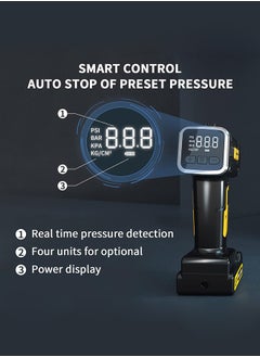FOWAWU FOWAWU Tyre Inflator 160 PSI 7800mAh, Portable Handheld Air Compressor 2X Faster Inflation,Battery Electric Car Tyre Inflator, Electric Bike Pump Car Tyre Pump with Digital Pressure Gauge LED Light  - Image 4