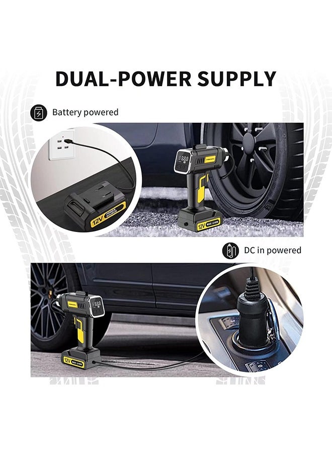FOWAWU FOWAWU Tyre Inflator 160 PSI 7800mAh, Portable Handheld Air Compressor 2X Faster Inflation,Battery Electric Car Tyre Inflator, Electric Bike Pump Car Tyre Pump with Digital Pressure Gauge LED Light  - Image 2