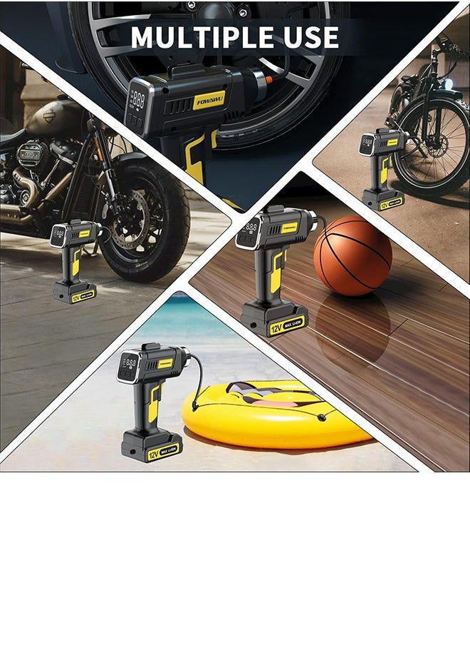 FOWAWU FOWAWU Tyre Inflator 160 PSI 7800mAh, Portable Handheld Air Compressor 2X Faster Inflation,Battery Electric Car Tyre Inflator, Electric Bike Pump Car Tyre Pump with Digital Pressure Gauge LED Light  - Image 5