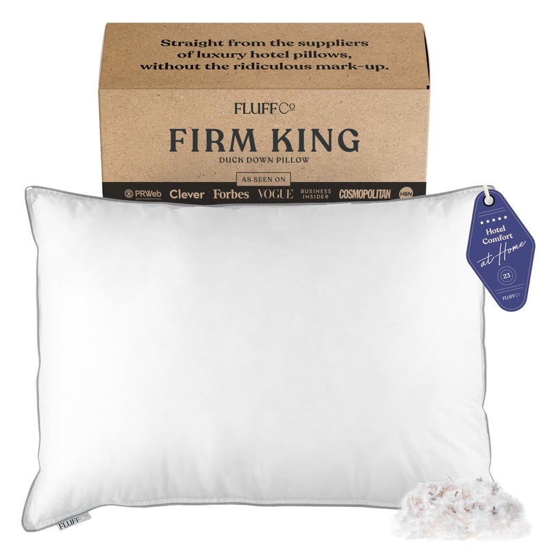 FluffCo Zen Fluff Down King Pillow with 600 Fill Power White Duck Down  Side Sleeper  Cooling Pillows  Luxury HotelQuality Pillows with 300 Thread Count  100 Cotton King Size 1 Pack