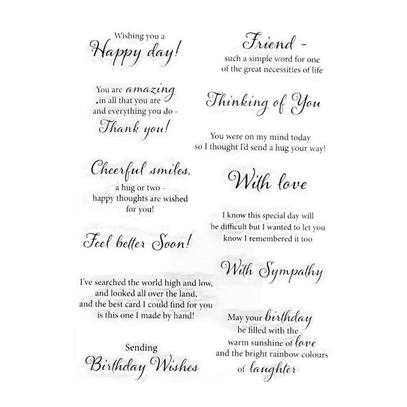 Arbuya Phrase Sentiment Thinking of You with Sympathy Friends Birthday Rubber Stamps Clear Stamps for Card Making Decoration and DIY Scrapbooking A1886