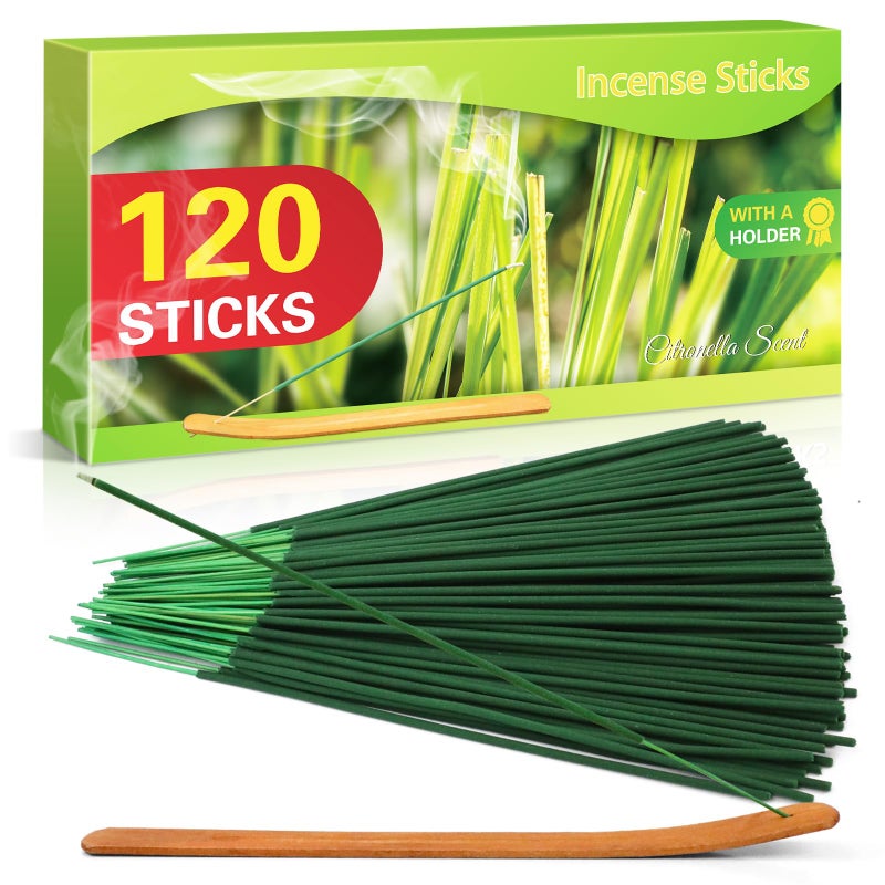SCENTORINI Citronella Incense Sticks 120 PCS Lemongrass Incense Sticks for Outdoor Garden Patio Camping