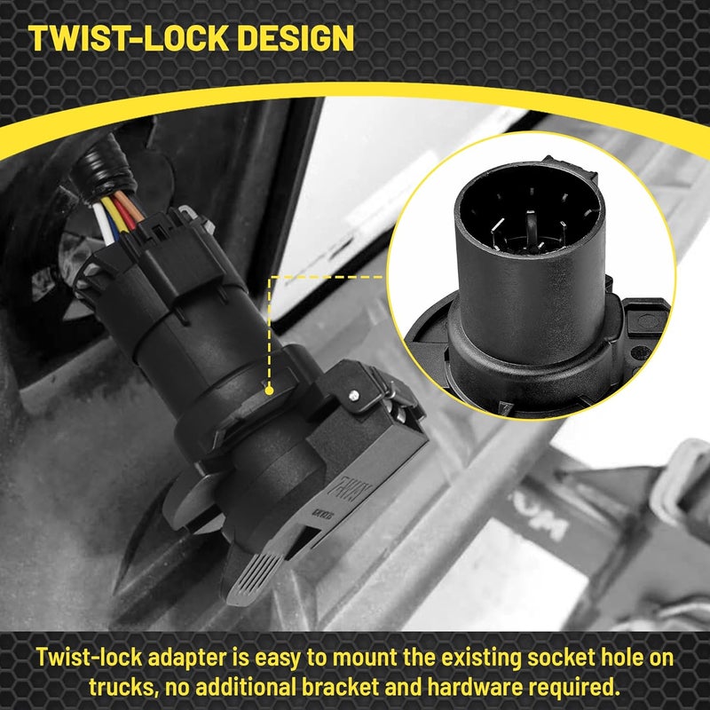 Oyviny OEM Style Replacement USCAR to RV 7 Way Trailer Plug Adapter, Twist Lock Design USCAR to 7-Way RV Blade Socket for Chevy, Ford, GMC and Nissan, Factory 7 Pin and Tow Package Required - Image 4