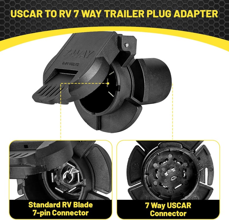 Oyviny OEM Style Replacement USCAR to RV 7 Way Trailer Plug Adapter, Twist Lock Design USCAR to 7-Way RV Blade Socket for Chevy, Ford, GMC and Nissan, Factory 7 Pin and Tow Package Required - Image 3
