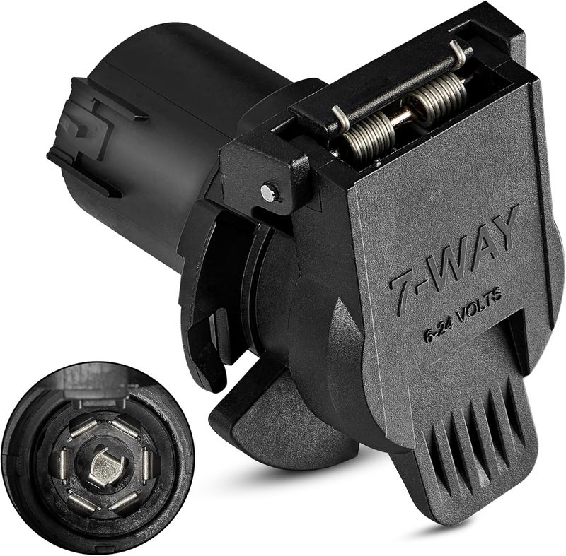 Oyviny OEM Style Replacement USCAR to RV 7 Way Trailer Plug Adapter, Twist Lock Design USCAR to 7-Way RV Blade Socket for Chevy, Ford, GMC and Nissan, Factory 7 Pin and Tow Package Required - Image 1