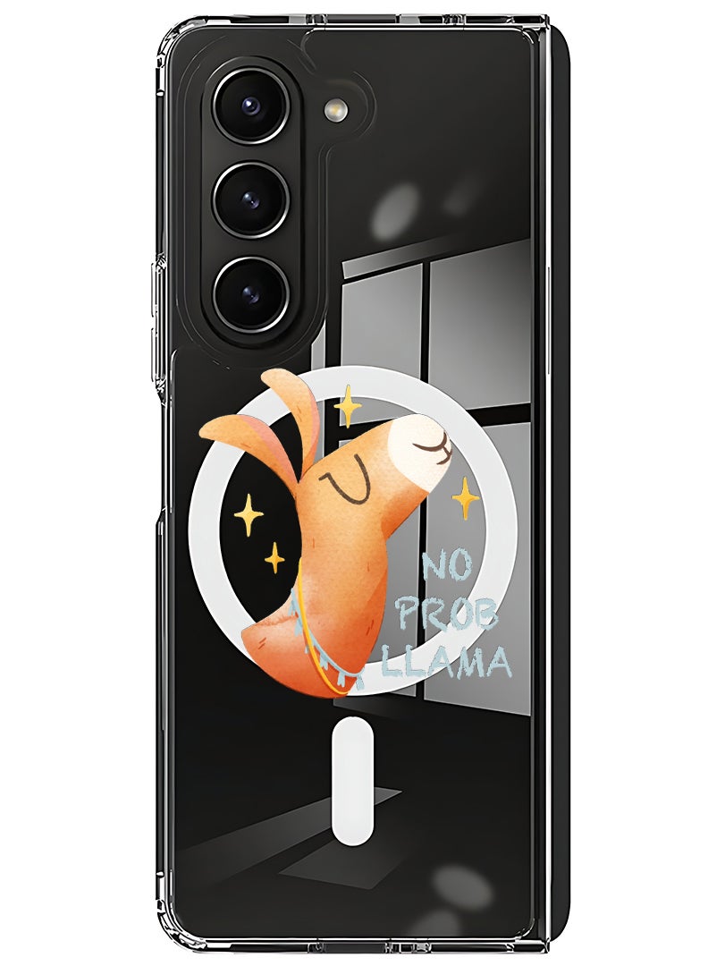 Theodor Magnetic Case for Samsung Galaxy Z Fold 6 Compatible with MagSafe Wireless Charging, Shockproof Phone Bumper Cover No prob llama - Image 1