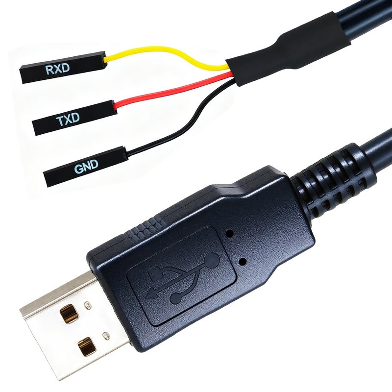 NITMTYOU 6 Feet USB to TTL-232R-RPI 3.3V Adapter Cable, USB to TTL Serial Serial UART Cable TX RX Signal 3 Pin 3v3 Level Signal 2.54mm Dupont Female Header Windows Linux MAC OS - Image 1